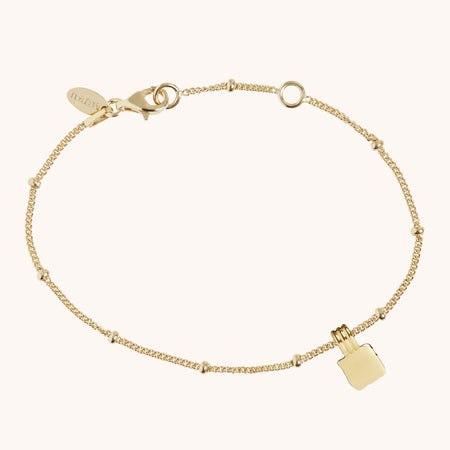 Initial Square Charm Bracelet Gold